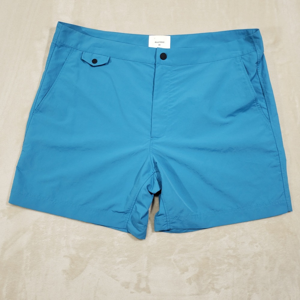 Billy Reid Hybrid Swim Trunks Mens 34 Blue Recycled Nylon UnLined Board Shorts